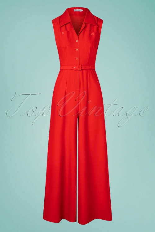 Daisy Dapper - 40s Aggy Jumpsuit in Red