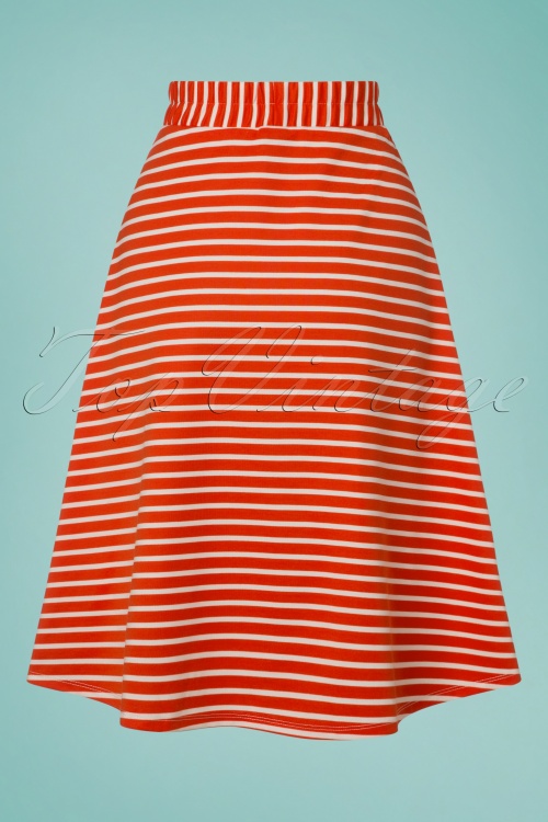 Compania Fantastica - Falda Striped Skirt Années 60 en Rouge 3
