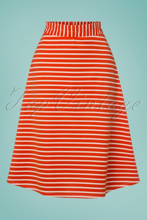 Compania Fantastica - 60s Falda Striped Skirt in Red