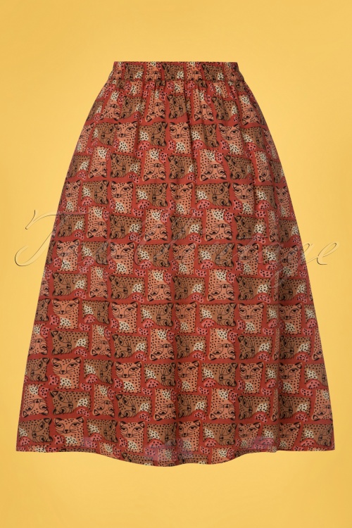 Compania Fantastica - 60s Leopard Skirt in Rust 3
