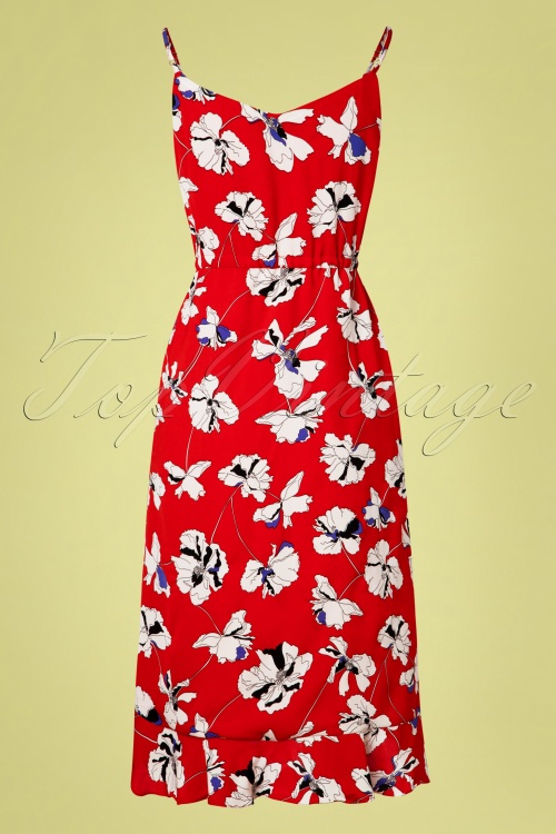 Smashed Lemon - Catherina floral jurk in rood 4