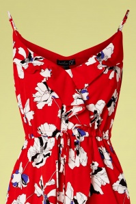 Smashed Lemon - 70s Catherina Floral Dress in Red 3