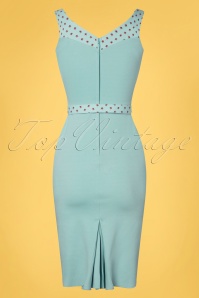 Miss Candyfloss - 50s Edwige Regina Pencil Dress in Light Blue 2