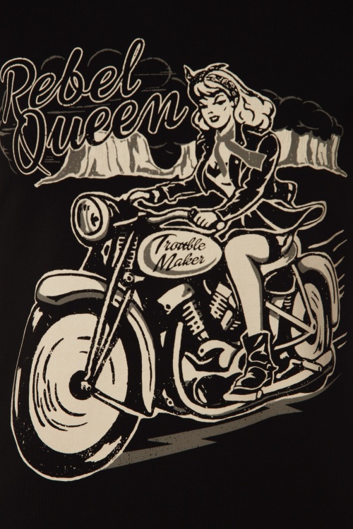 Queen Kerosin - Rebel Queen T-Shirt Années 50 en Noir 2