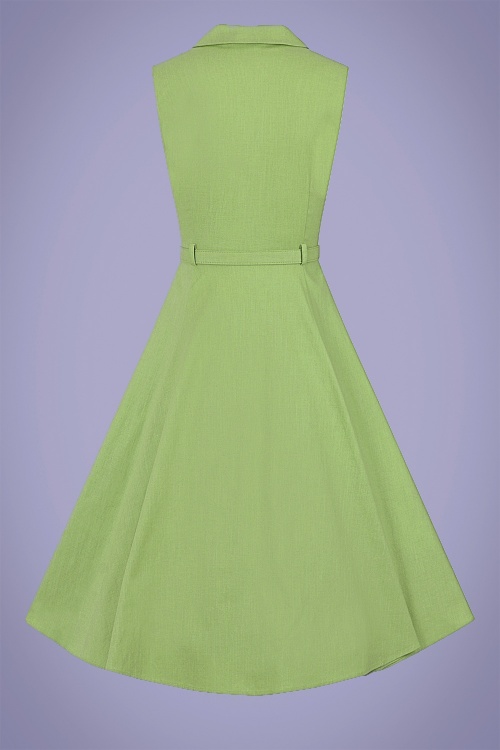 Collectif Clothing - Caterina Sleeveless Swing Dress Années 50 en Vert Poire 5