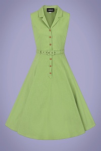 Collectif Clothing - 50s Caterina Sleeveless Swing Dress in Pear Green 2