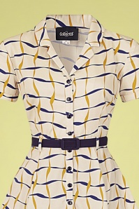 Collectif Clothing - Caterina Ribbon Check Swing Dress Années 60 en Crème 3
