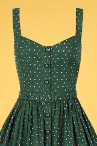 Collectif Clothing - 50s Jemima Polka Dot Swing Dress in Green 3