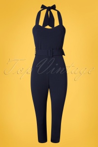 Vintage Chic for Topvintage - Hermosa-jumpsuit in marineblauw 2