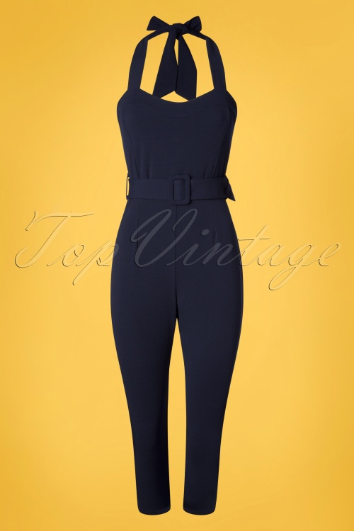 Vintage Chic for Topvintage - Hermosa-jumpsuit in marineblauw 2