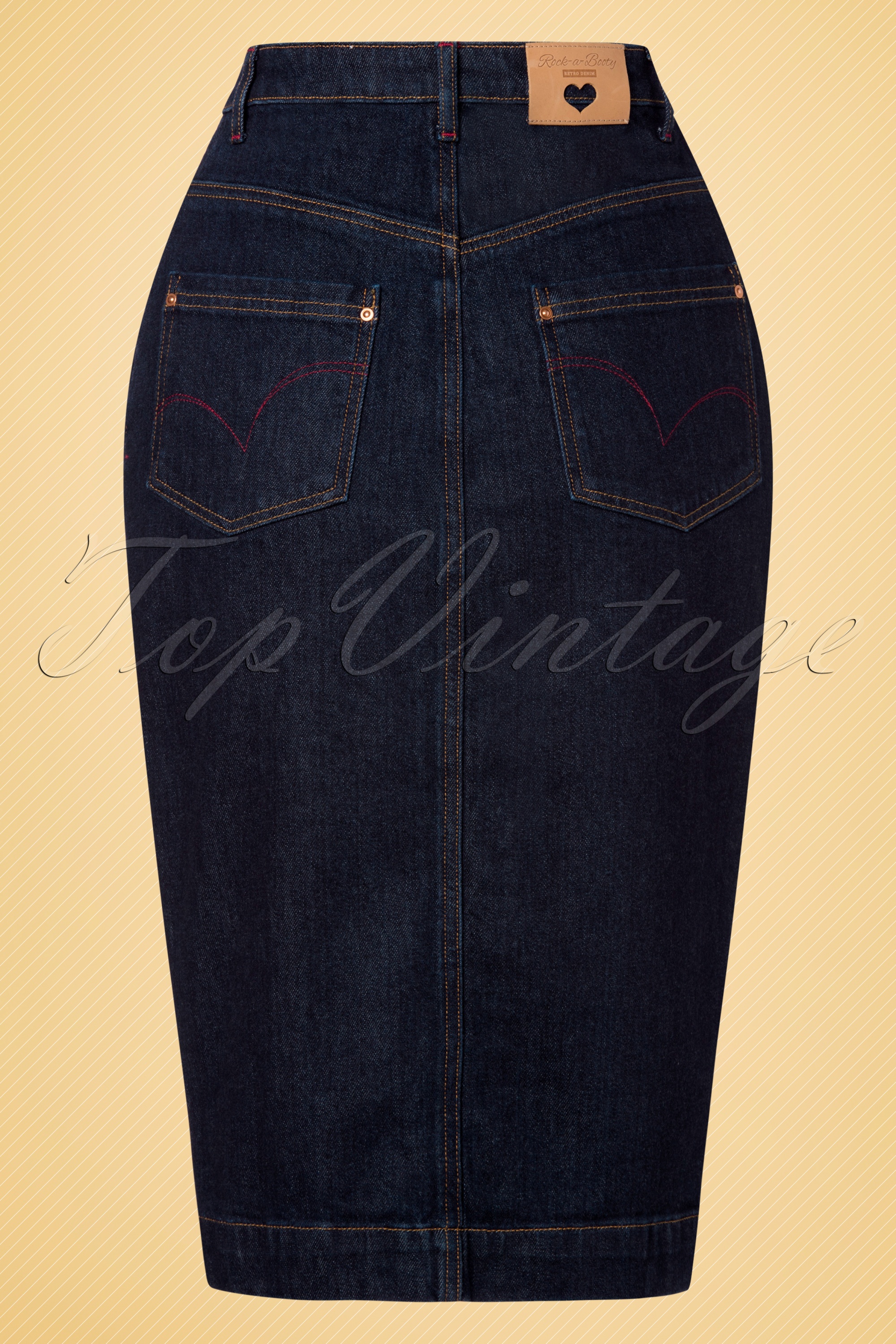 Rock-a-Booty 50s Mona Denim Pencil Skirt in Classic Blue