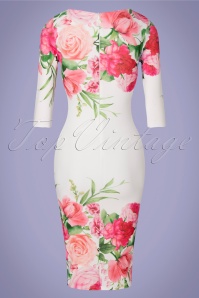 Vintage Chic for Topvintage - Fenna floral pencil jurk in ivoor 4