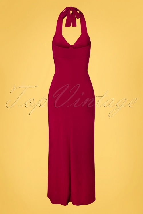 Vintage Chic for Topvintage - Skylar Halter Maxi Dress Années 70 en Rouge Vif 2