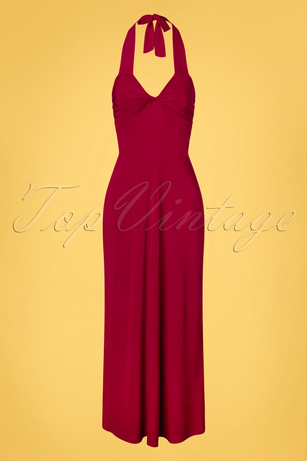 red halter maxi dress
