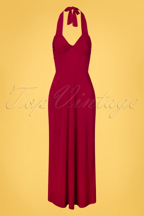 Vintage Chic for Topvintage - Skylar Halter Maxi Dress Années 70 en Rouge Vif