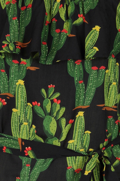 Collectif Clothing - Marietta Cactusland Top Années 50 en Noir  3