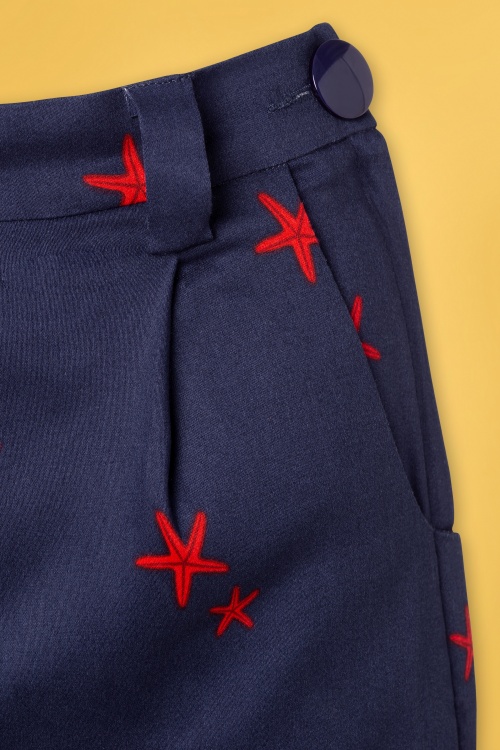 Collectif Clothing - Jojo Starfish Shorts Années 50 en Bleu Marine  3