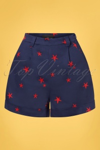 Collectif Clothing - Jojo Starfish Shorts Années 50 en Bleu Marine 