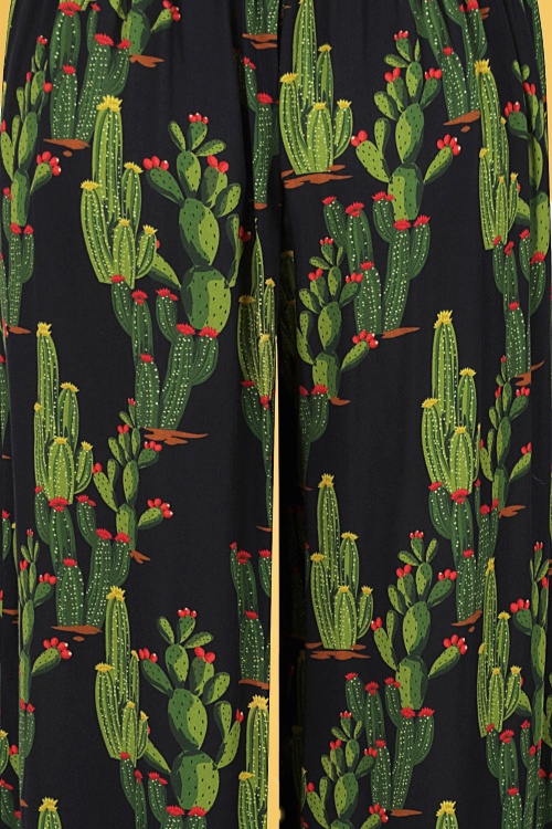Collectif Clothing - Alizee Cactusland Trousers Années 70 en Noir  3