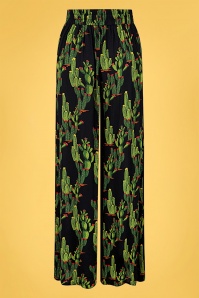 Collectif Clothing - 70s Alizee Cactusland Trousers in Black 4