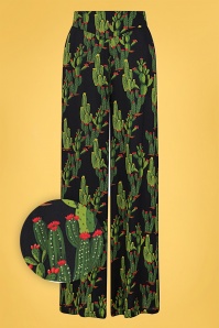 Collectif Clothing - 70s Alizee Cactusland Trousers in Black 2