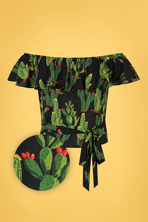 Collectif Clothing - 50s Marietta Cactusland Top in Black 2