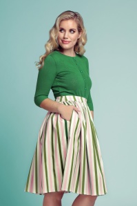 Collectif Clothing - 50s Jasmine Strawberry Striped Swing Skirt in Multi 2