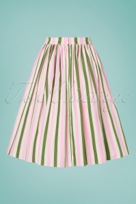 Collectif Clothing - 50s Jasmine Strawberry Striped Swing Skirt in Multi 4