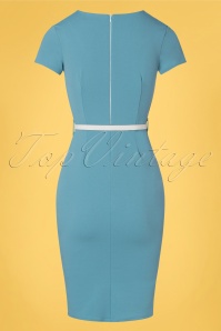 Vintage Chic for Topvintage - Melany pencil jurk in blauw 5