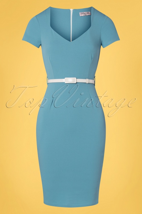 Vintage Chic for Topvintage - Melany Pencil Dress Années en Bleu 