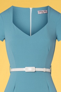 Vintage Chic for Topvintage - Melany pencil jurk in blauw 2