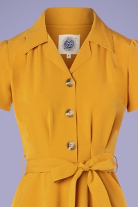 Pretty Retro - Mooie blouse-jurk in mosterd 3