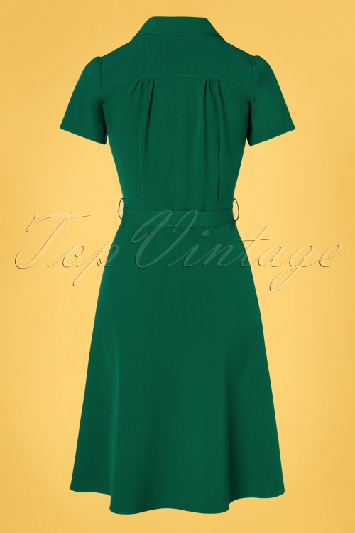 Pretty Retro - 40s Pretty Shirt Dress in Emerald 2