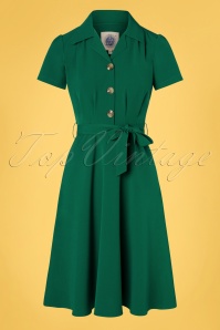 Pretty Retro - 40s Pretty Shirt Dress in Emerald