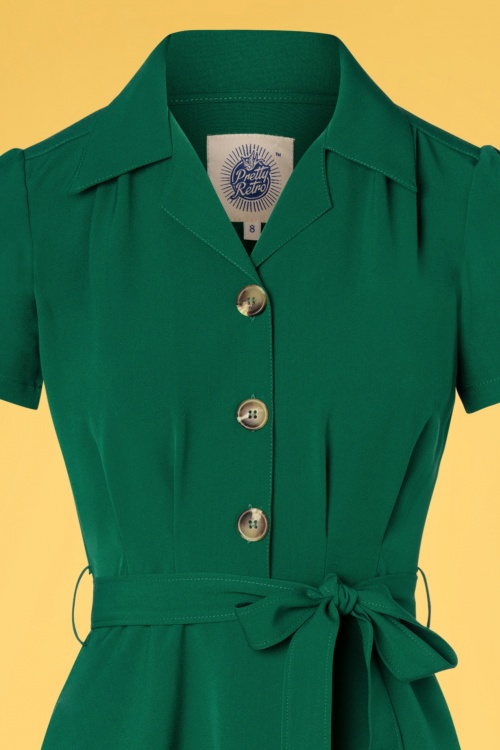 Pretty Retro - Mooie blouse-jurk in smaragd 3