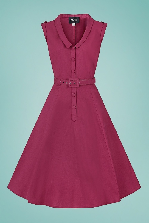 Collectif Clothing - Leonie Swing Dress Années 50 en Framboise 2