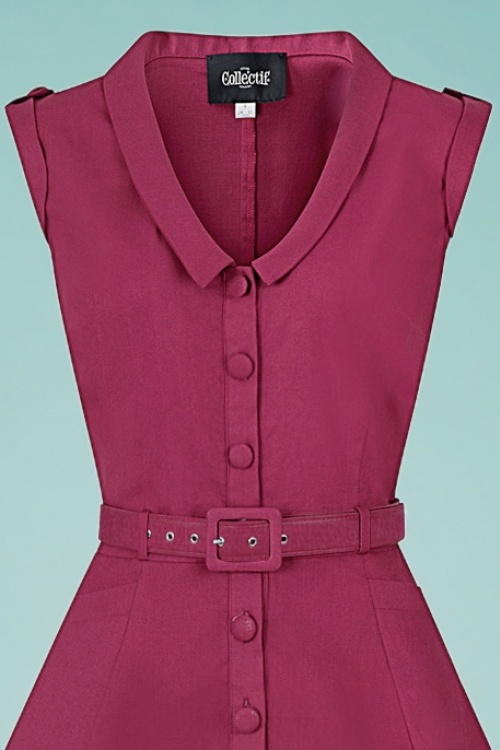 Collectif Clothing - Leonie Swing Dress Années 50 en Framboise 3