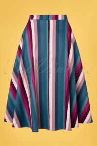 Collectif Clothing - Matilde Paradise Stripes Swing Skirt Années 50 en Multi 3