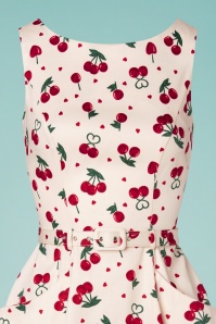 Collectif Clothing - 50s Hepburn Cherry Love Swing Dress in Cream 4