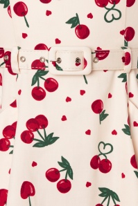Collectif Clothing - Hepburn Cherry Love Swing-Kleid in Creme 5