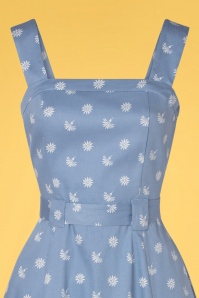 Collectif Clothing - 50s Tess Ditsy Floral Swing Dress in Blue 3