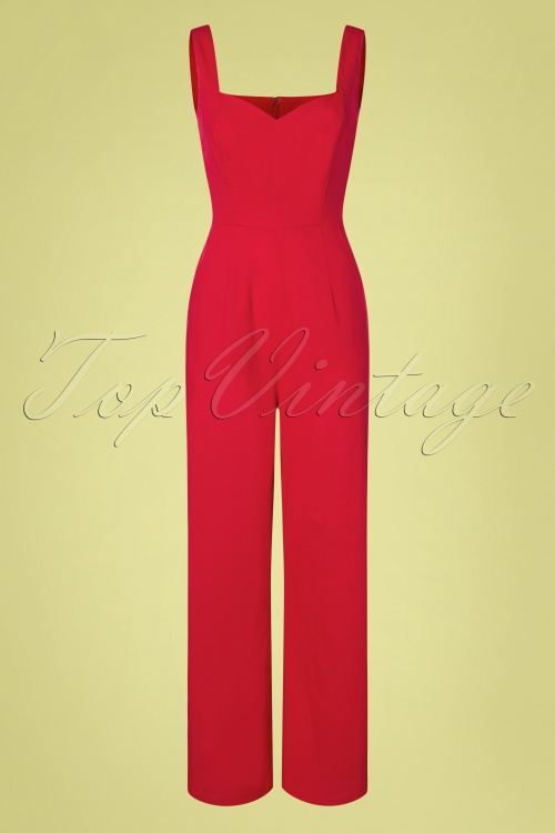 Collectif Clothing - Ariana Jumpsuit Années 50 en Rouge  2