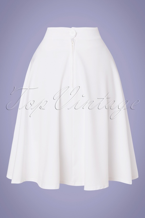 Steady Clothing - High Waist Thrills Swing Skirt Années 50 en Blanc 4