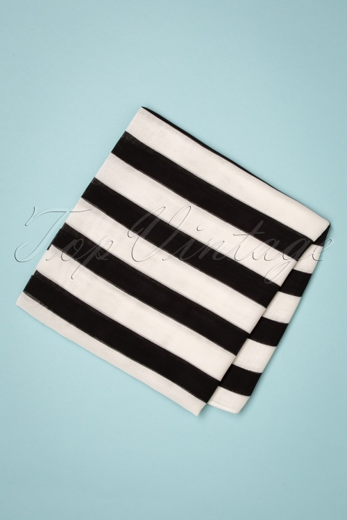 Unique Vintage - 50s Striped Hair Scarf in Black and White 4