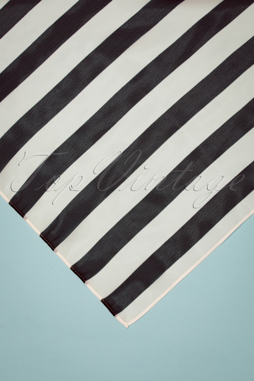 Unique Vintage - Striped Hair Scarf Années 50 en Noir et Blanc 2