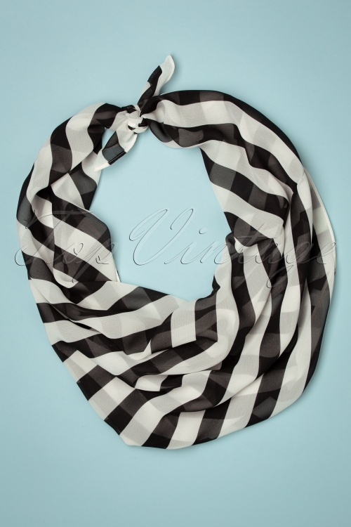 Unique Vintage - 50s Striped Hair Scarf in Black and White