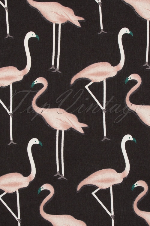 Unique Vintage - Flamingo haarsjaal in zwart en roze 3