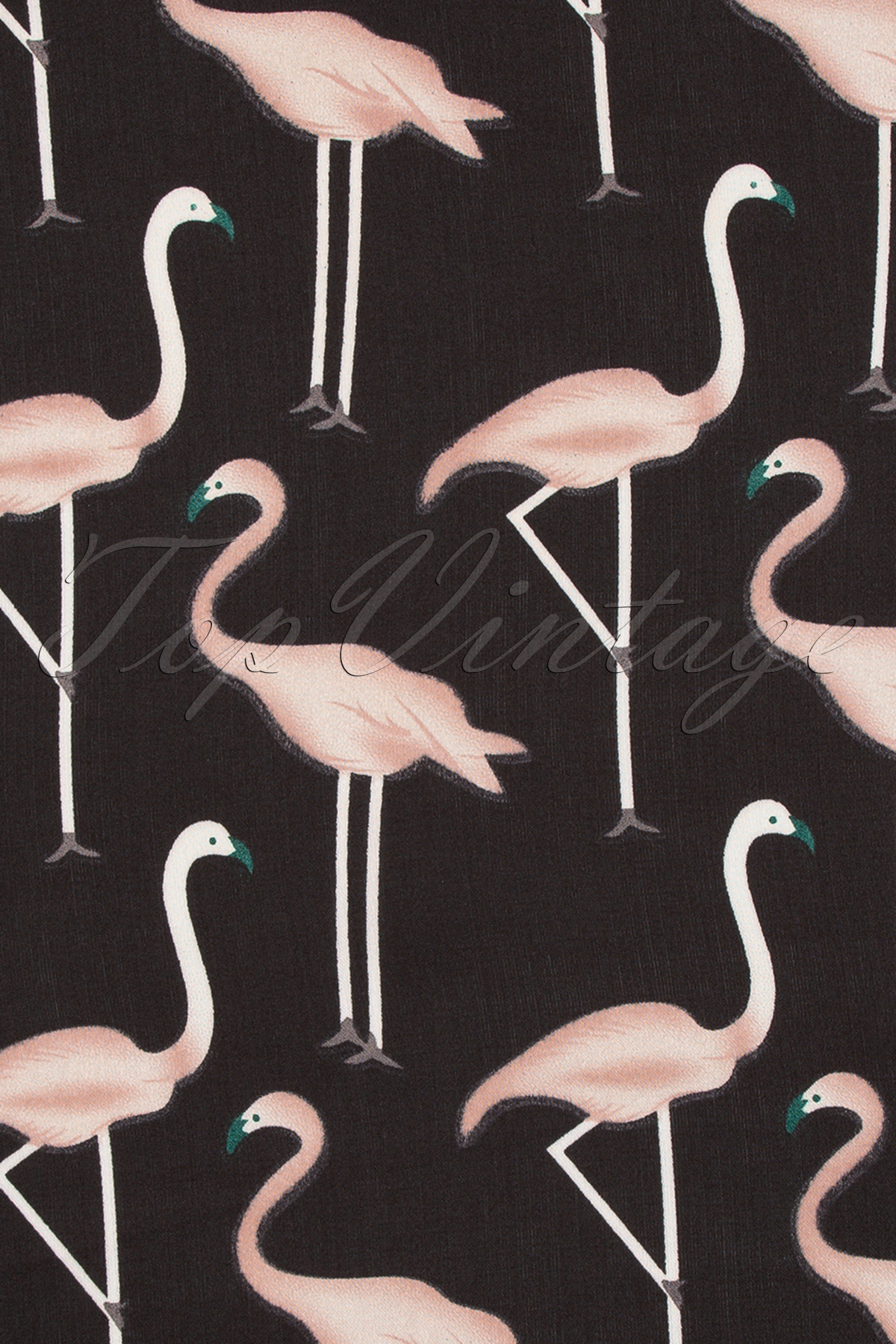 Unique Vintage - Flamingo haarsjaal in zwart en roze 3