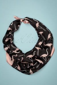 Unique Vintage - 50s Flamingo Hair Scarf in Black and Pink