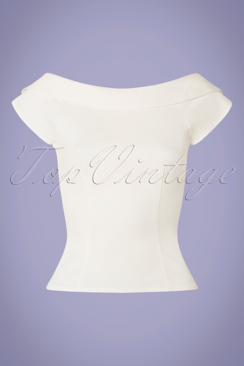 Collectif Clothing - 50s Cordelia Top in Ivory